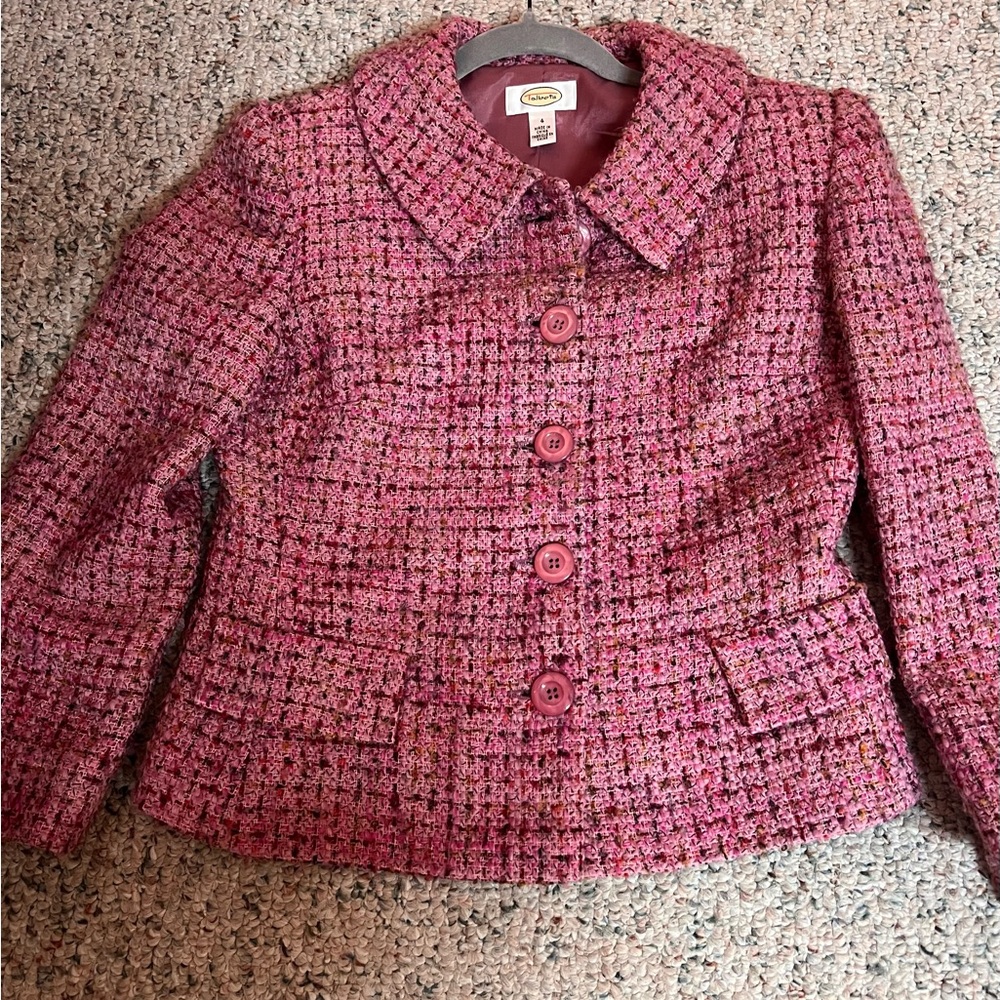 Talbots Pink Tweed Women's Jacket and Skirt Size 4